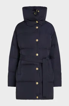 Женский темно-синий пуховик GOLD BUTTON DOWN BELTED COAT Синий M-L Tommy Hilfiger WW0WW44133