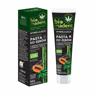 Отбеливающая зубная паста Bio Madent из конопли, с древесным углем и папайей, 100 мл Отбеливающая зубная паста Bio Madent из конопли, с древесным углем и папайей, 100 мл