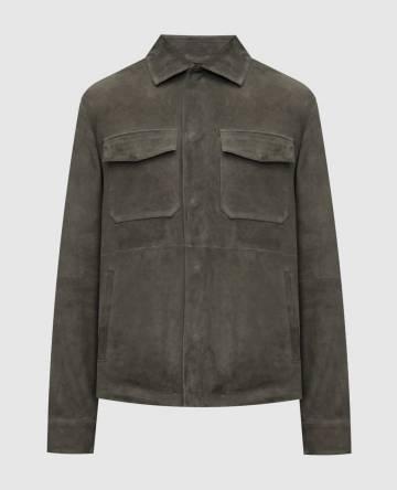 Замшевая куртка цвета хаки