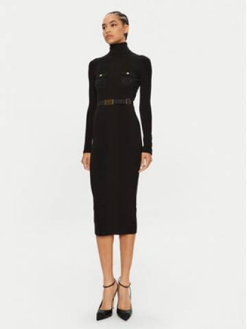 Elisabetta Franchi Трикотажна сукня AM-25B-46E2-V400 Чорний Regular Fit Elisabetta Franchi Трикотажна сукня AM-25B-46E2-V400 Чорний Regular Fit
