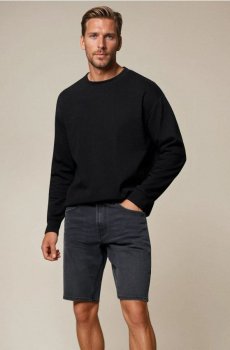 Джинсові шорти slim fit з кишенями - чорний