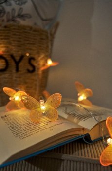 Декоративні LED Ліхтарики у Формі Метеликів - жовтий