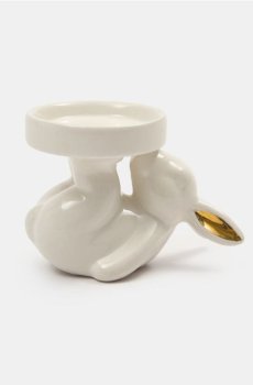 Свічник у формі зайця - білий