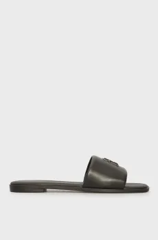 Женские черные кожаные слайдеры Черный 36 Tommy Hilfiger FW0FW08806