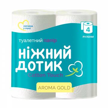 Туалетная бумага Ніжний дотик Cotton Touch Aroma Gold 2-слойная, 4 рулона Туалетная бумага Ніжний дотик Cotton Touch Aroma Gold 2-слойная, 4 рулона