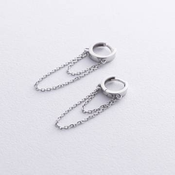 Серебряные серьги - кольца с цепочками 7072 Серебряные серьги - кольца с цепочками 7072