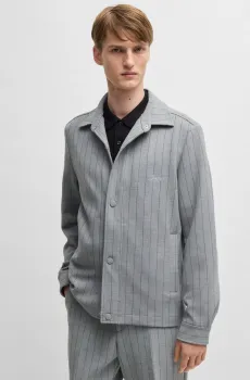Мужской серый пиджак в полоску Серый 52 BOSS 50534987;030