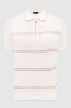 Белое поло в полоску