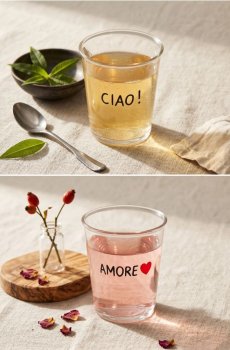 Склянки з написами CIAO! та AMORE 2 pack - чорний