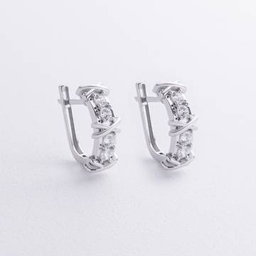Серьги "Rosie" с фианитами (белое золото) с09166 Серьги "Rosie" с фианитами (белое золото) с09166