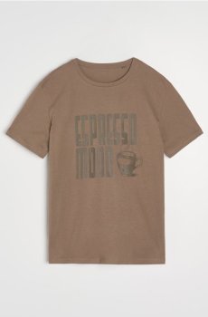 Бавовняна футболка з написом Espresso Mood - кавовий