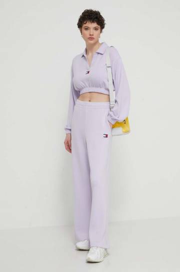 Спортивные штаны Tommy Jeans цвет фиолетовый однотонные Спортивные штаны Tommy Jeans цвет фиолетовый однотонные