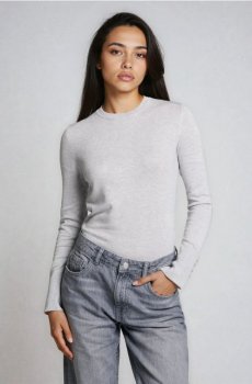 Джемпер з трикотажу в рубчик - сірий
