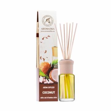 Аромадиффузор Ароматика Coconut Кокос, с комплектом бамбуковых палочек, 50 мл Аромадиффузор Ароматика Coconut Кокос, с комплектом бамбуковых палочек, 50 мл