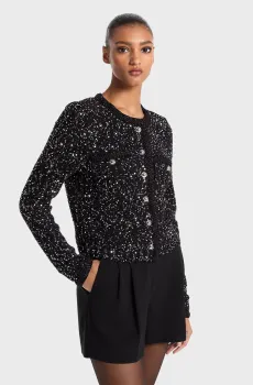 Женский черный кардиган SEQUIN PKT SNAP JKT Черный S Michael Kors MF460Z6F5L