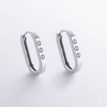 Серьги "Love" в белом золоте с08607 Серьги "Love" в белом золоте с08607