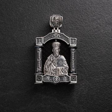 Серебряный кулон "Николай Чудотворец. Архангел Михаил" (эбеновое дерево) 1607 Серебряный кулон "Николай Чудотворец. Архангел Михаил" (эбеновое дерево) 1607