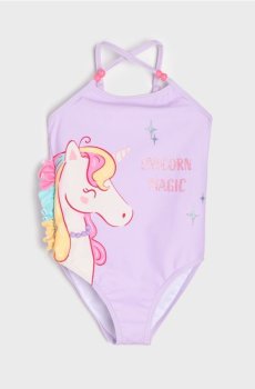 Суцільний купальник з мотивом єдинорога - Фіолетовий