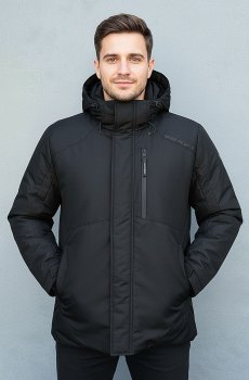 Мужская черная куртка демисезонная  RC-V-4-black