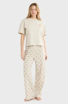 Женская бежевая пижама (футболка, брюки) HUG Бежевый S Etam 6557237