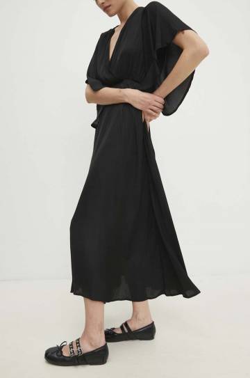Платье Answear Lab цвет чёрный maxi расклешённая Платье Answear Lab цвет чёрный maxi расклешённая