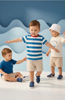 Бавовняні футболки з морським мотивом 3 pack - кремовий