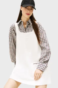 Женский белый вельветовый сарафан CORD Белый S Tommy Jeans DW0DW22463