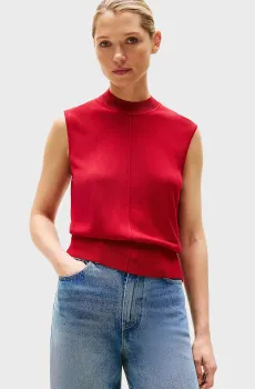 Женский красный жилет LYOCELL SILK MOCK Красный L Tommy Hilfiger WW0WW45651