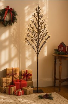 Різдвяна декорація у формі дерева з LED підсвічуванням - чорний