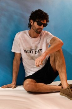 Бавовняна футболка з написом Yacht Club - білий