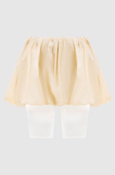 Желтая юбка мини с драпировкой