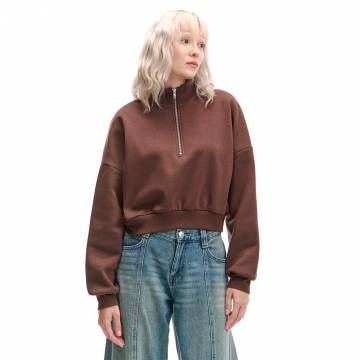 Cropp - Світшот з коміром-стійкою - темно-бордовий Cropp - Світшот з коміром-стійкою - темно-бордовий