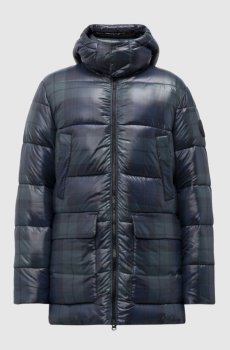 Синяя куртка в клетку с логотипом