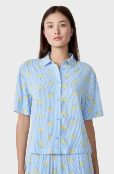 Женская голубая рубашка с узором CITRICO Голубой L Etam 6554150
