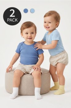 Бавовняне боді з ажурним візерунком 2 pack - темно-синій