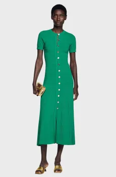 Женское зеленое платье Зеленый 40 Sandro SFPRO04679_Emeuraude Green