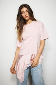 Reserved - Ассиметричная футболка - пастельний рожевий - 435KL-03X