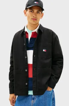 Мужская черная рубашка ESSENTIAL OVERSHIRT Черный XXL Tommy Jeans DM0DM20236