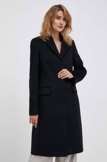 Шерстяное пальто Calvin Klein цвет чёрный переходное Шерстяное пальто Calvin Klein цвет чёрный переходное