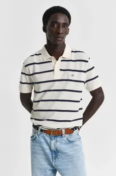Мужское белое поло в полоску STRIPED POLO Белый XL Gant 2014022