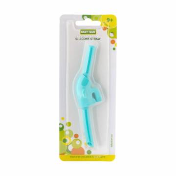 Трубочка силиконовая Baby Team бирюзовая, от 9 месяцев, 1 шт (5060)