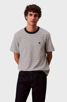 Мужская бежевая футболка в полоску OTTOMAN Бежевый L Calvin Klein LV04LD204G