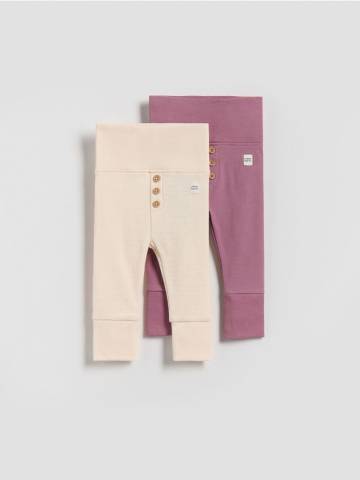 Reserved - Легінси з додаванням бавовни, 2 пари - рожевувато-ліловий - 965CJ-34X