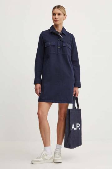 Джинсовое платье A.P.C. robe mia цвет синий mini прямое COGZV.F05878 Джинсовое платье A.P.C. robe mia цвет синий mini прямое COGZV.F05878