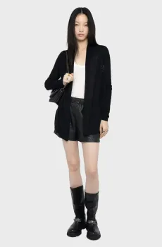 Женский черный кашемировый кардиган Robyn Черный M-L ZADIG&VOLTAIRE KWCA01703_BLACK