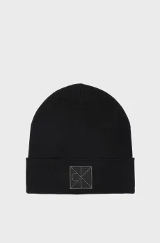 Мужская черная шапка EMBLEM Черный ONESIZE Calvin Klein LV04D8052G