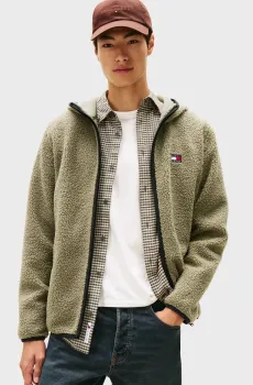 Мужское оливковое худи REG BADGE TEDDY ZIP Оливковый M Tommy Jeans DM0DM19224