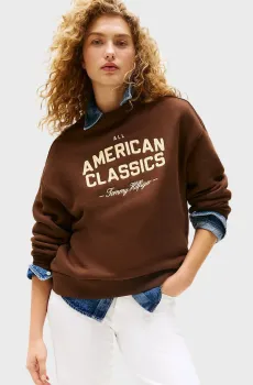 Женский коричневый свитшот VARSITY MDRN TERRY Коричневый XS Tommy Hilfiger WW0WW45752
