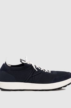 Синие комбинированные кроссовки с монограммой