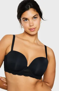 Женский черный бюстгальтер-бандо с мягкой чашкой IDOLE Черный 80D Etam 6546959